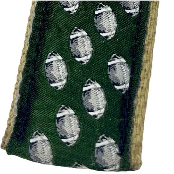 Belted Cow Co Belt Mens Large Football Green Cream D-Ring Canvas USA Made - Picture 5 of 9